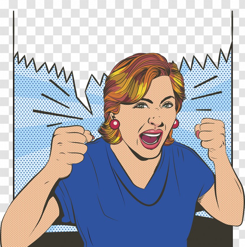 Screaming Cartoon Illustration - Flower - Crazy Illustration, Furious Lady Transparent PNG