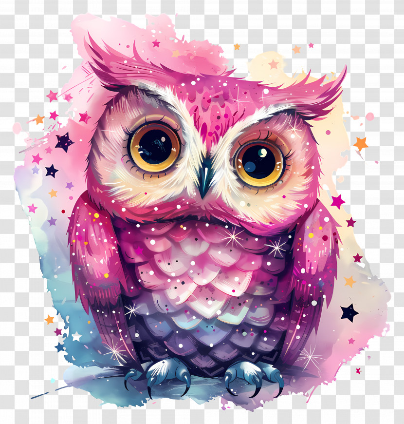 Owl - Cute Owl With Stars Transparent PNG