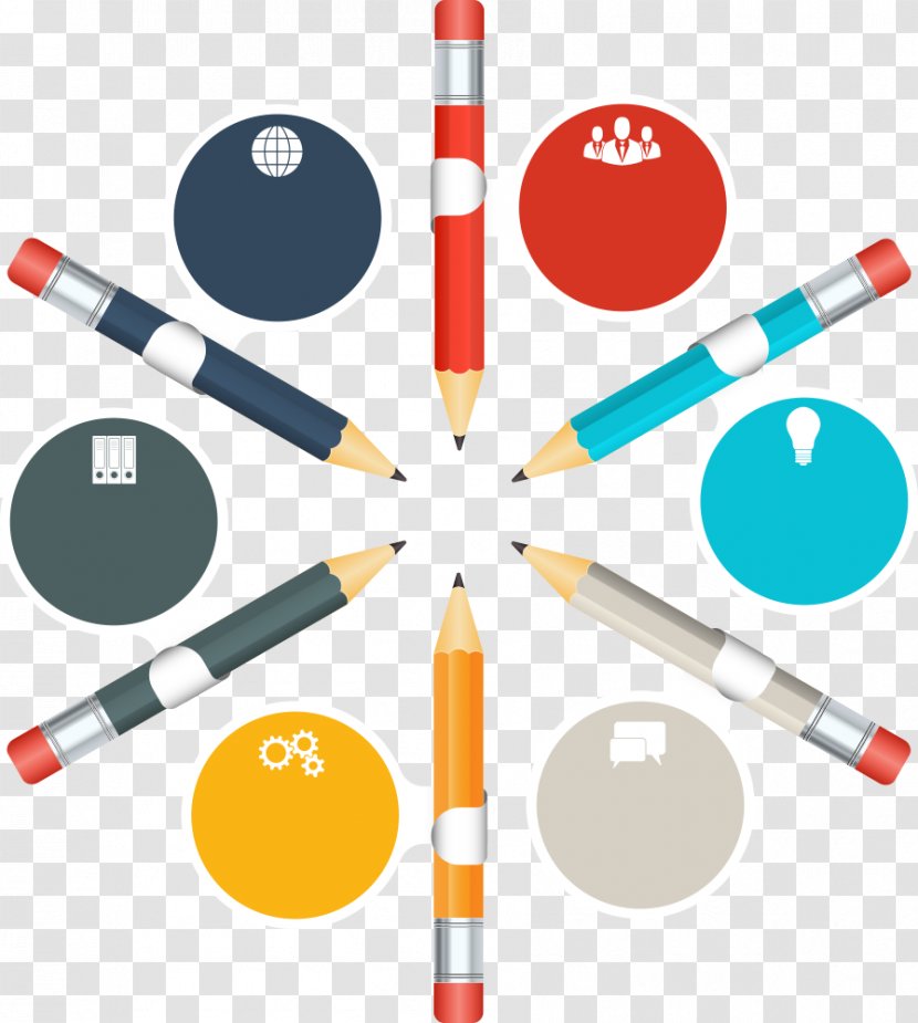 Pencil - Office Supplies - Vector Circle Graph Transparent PNG