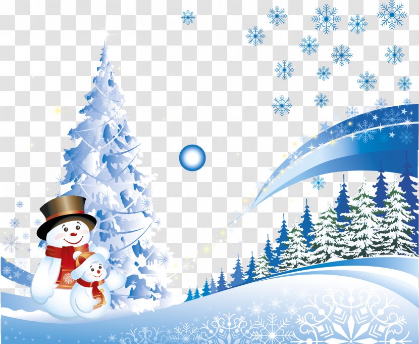 Christmas Card New Year Santa Claus Tree - Winter - Vector Snowman Transparent PNG