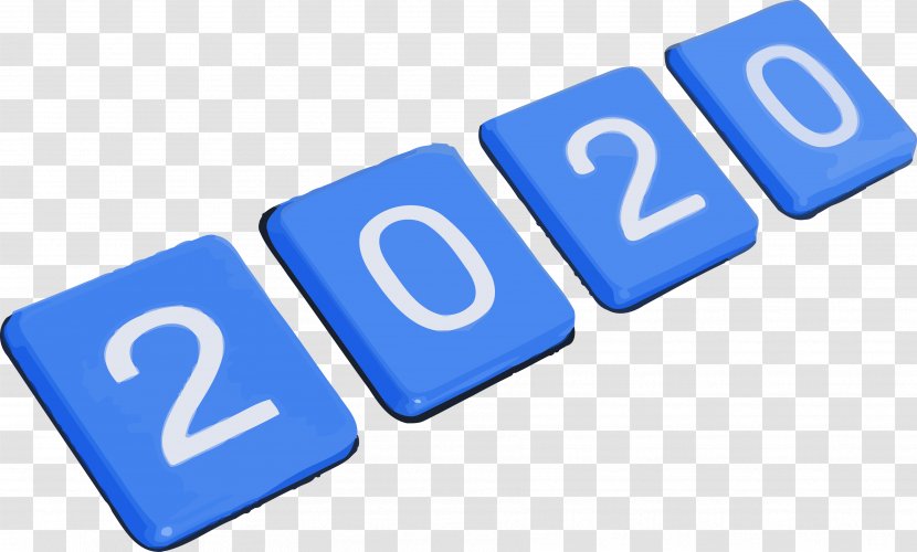 Happy New Year 2020 Years - Electric Blue Text Transparent PNG