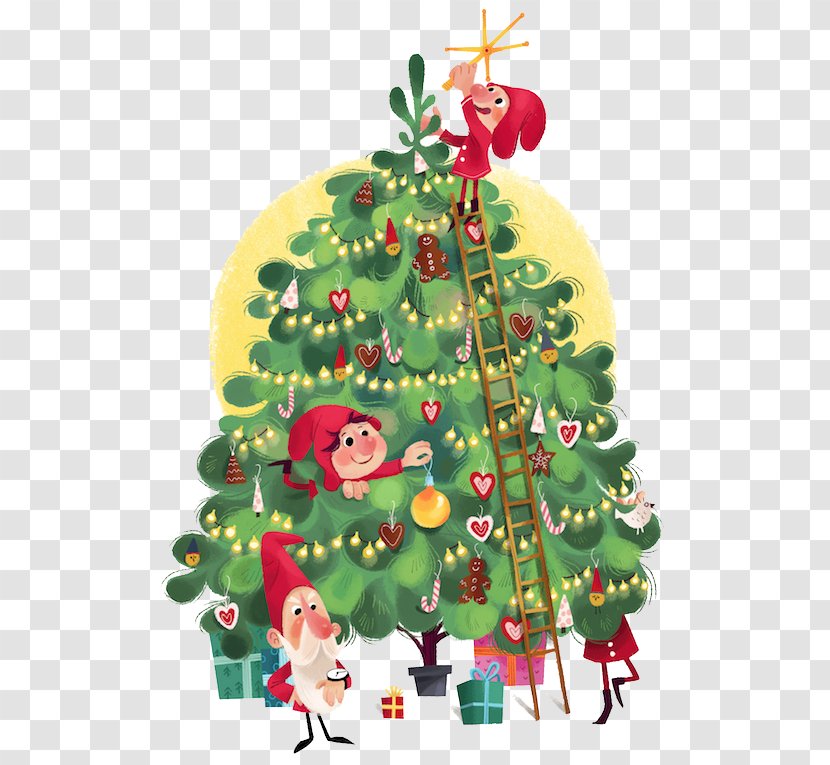 Christmas Tree Illustrator Illustration - Elf On Transparent PNG