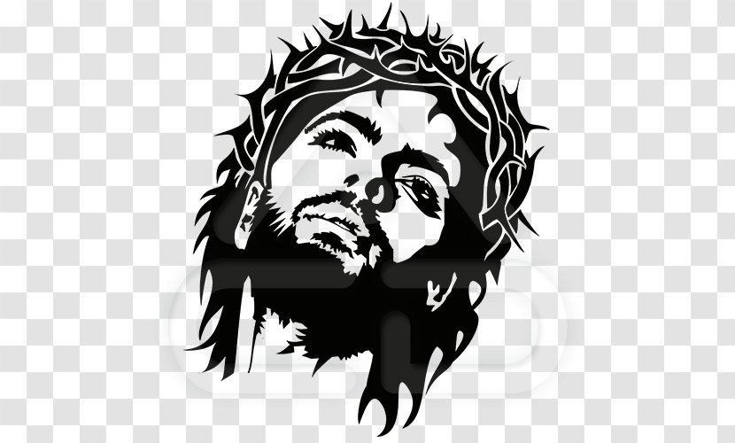 Holy Face Of Jesus Crown Thorns Drawing - Christian Cross - Vector Transparent PNG