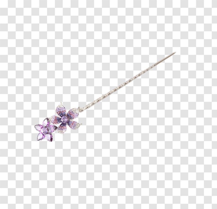 Bob Cut Hairpin - Necklace - Purple Crystal Diamond Transparent PNG