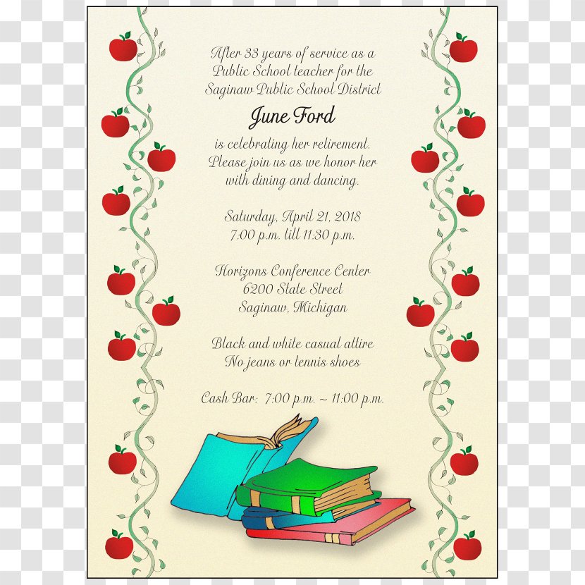 Wedding Invitation Greeting & Note Cards Retirement Teacher Party - College Function Card Transparent PNG