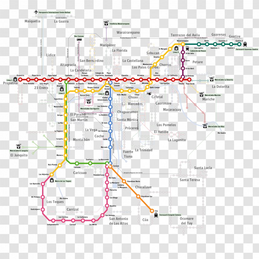 Rapid Transit Line 2 (Caracas Metro) Santiago Metro Los Teques - Caracas - Map Transparent PNG
