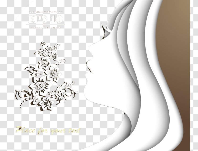 Graphic Design Wallpaper - White - Background Vector Material Exquisite Woman In Profile Transparent PNG