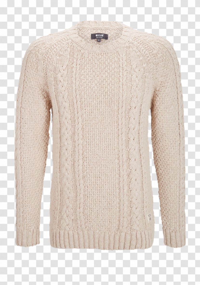 Cardigan Neck Beige Wool - Sweater Transparent PNG