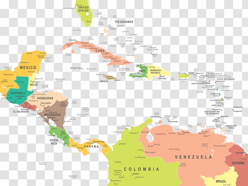 Caribbean United States Central America Map North - Blank - World Details Transparent PNG