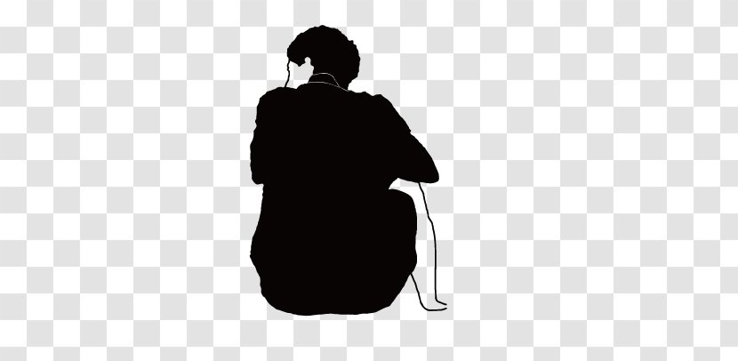 Black And White Wallpaper - Man Sitting Transparent PNG