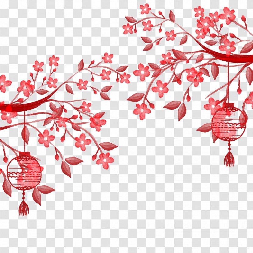 Poster Paper - Red - Hand Painted Chinese Lantern Transparent PNG
