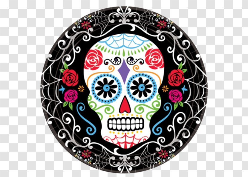 Calavera Day Of The Dead Cloth Napkins Plate Party - Full Blown Balloon Transparent PNG