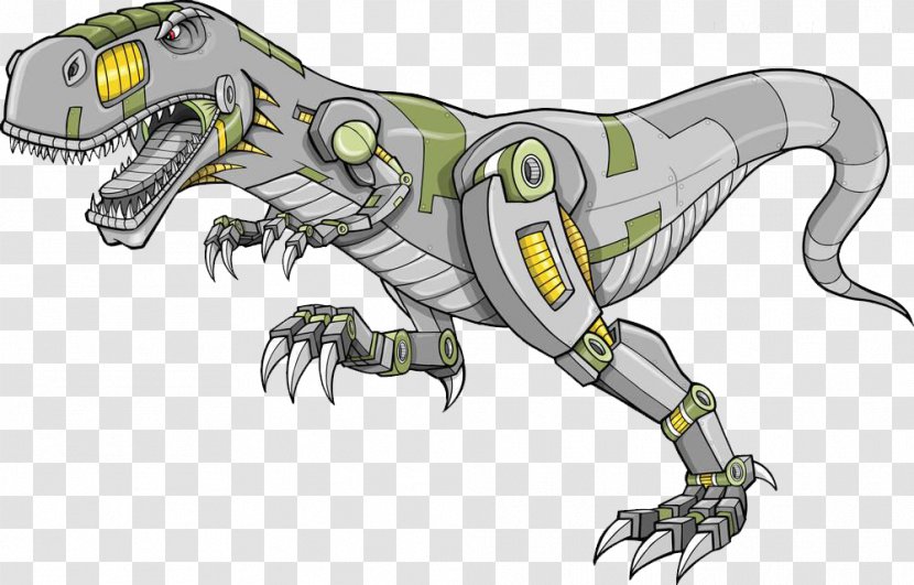 Tyrannosaurus Triceratops Stegosaurus Robot Dinosaur - Amphibian - Mech Painted Cartoon Transparent PNG
