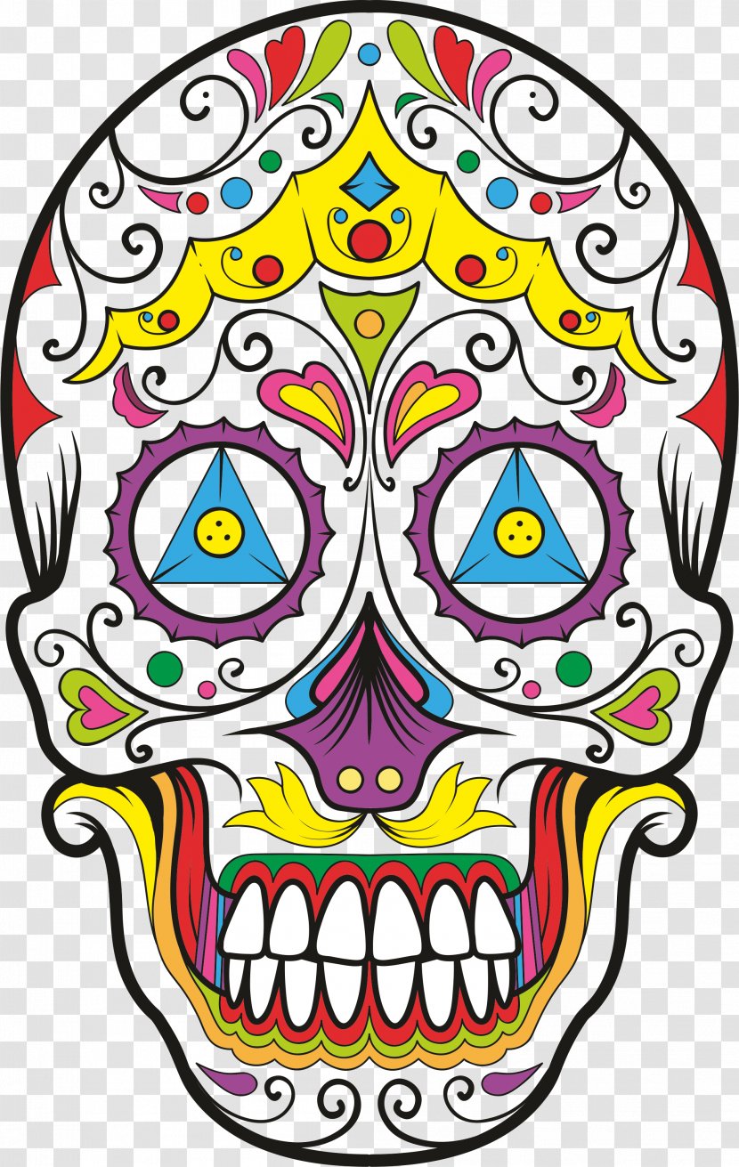 Calavera Skull T-shirt Day Of The Dead Mexican Cuisine - Artwork Transparent PNG