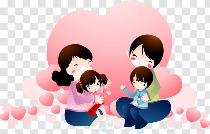 Family Happiness Child - Heart - Between Parents And Children Full Of Love Transparent PNG