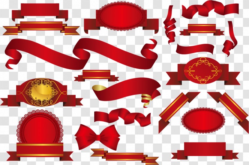 Ribbon Adobe Illustrator Download - Text - Red Vector Material Transparent PNG