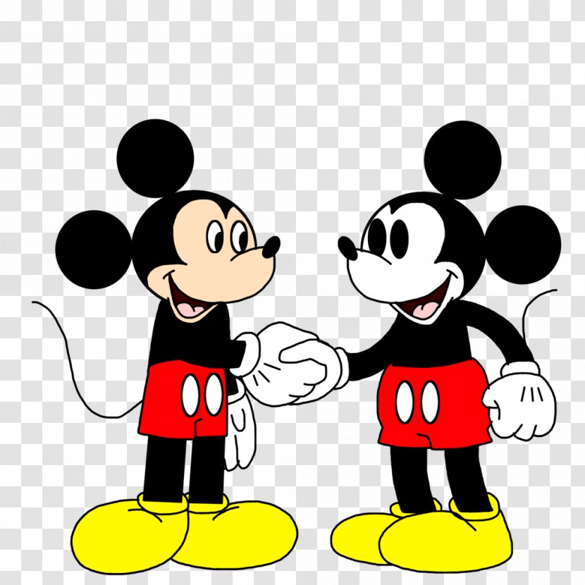 Mickey Mouse Minnie Oswald The Lucky Rabbit Handshake Cartoon - Area Transparent PNG