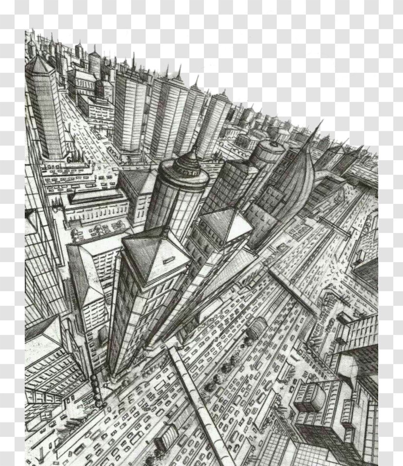 Drawing Perspective Worm's-eye View Sketch - Cash - Overlooking The City Transparent PNG