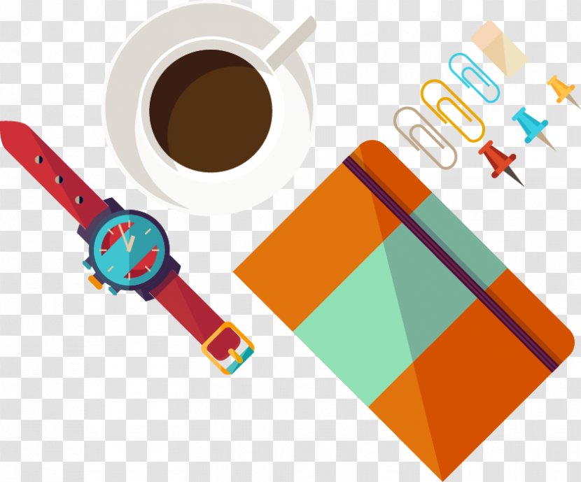 Laptop Notebook - Business - Hand Drawn Books Pattern Coffee Watches Transparent PNG