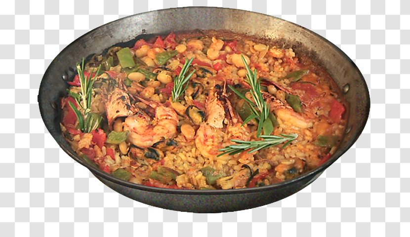 Paella Spanish Cuisine Biryani Recipe Bomba Rice - Middle Eastern Food Transparent PNG