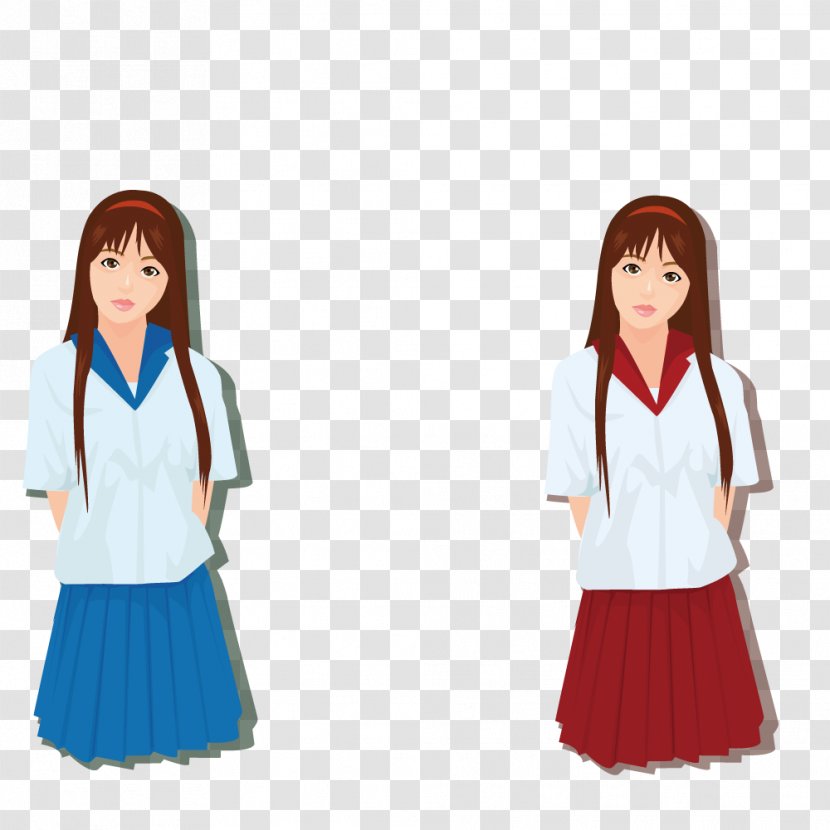 School Uniform Student - Cartoon - Female Students To Wear Uniforms Transparent PNG