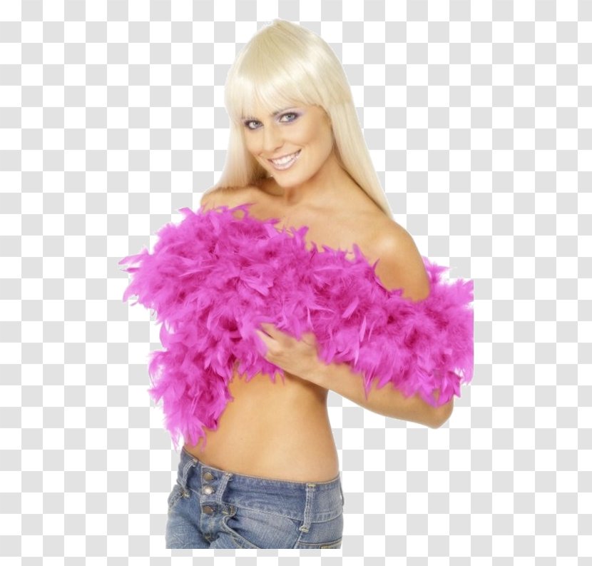 Feather Boa Fuchsia Costume Party - Wig Transparent PNG