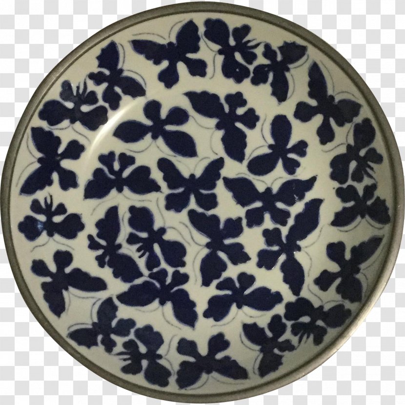 Blue And White Pottery Brown Porcelain Tableware - Hand-painted Butterfly Transparent PNG
