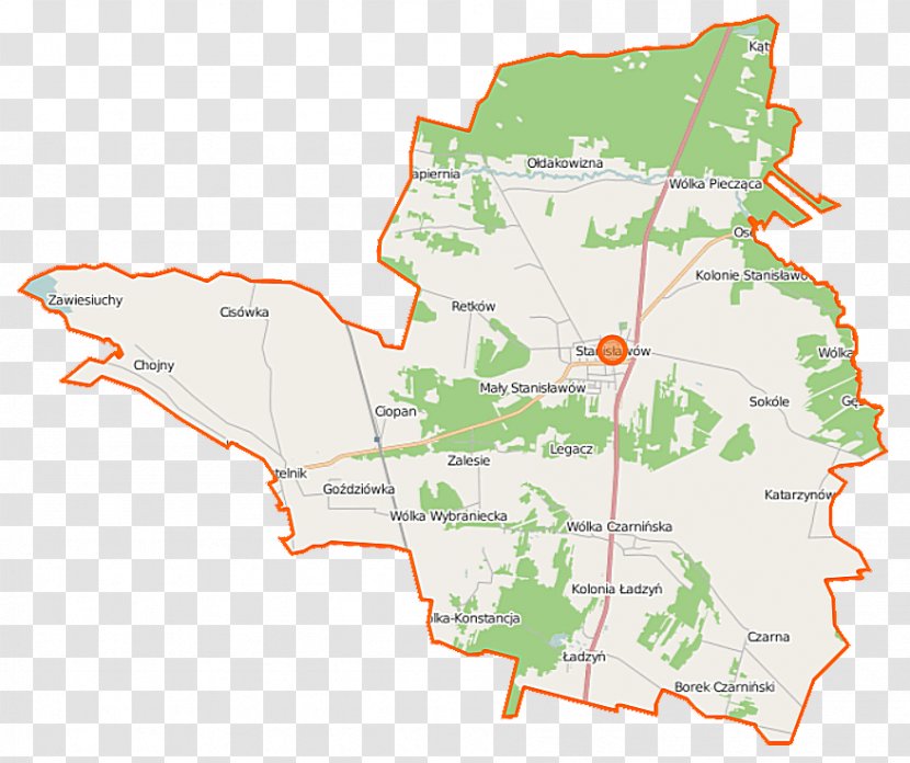 Stanisławów, Mińsk County Czarna, Ładzyń Pustelnik, Gmina Dębe Wielkie - Area - Map Transparent PNG