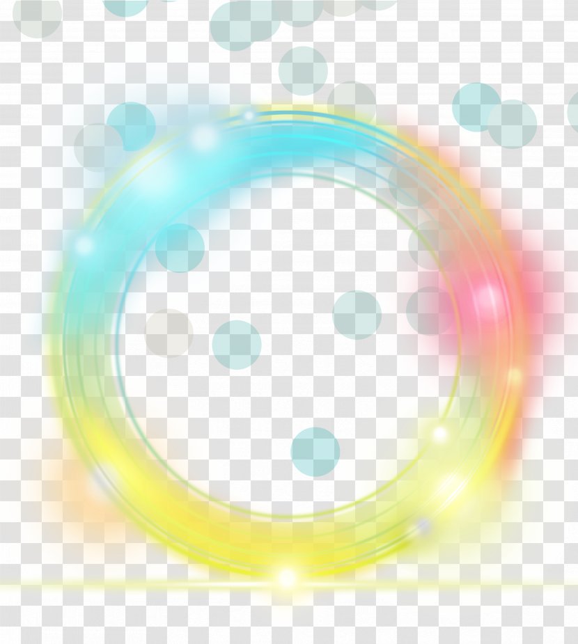 Light Yellow Euclidean Vector - Turquoise - Simple Circle Effect Element Transparent PNG