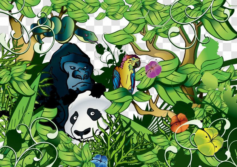 Giant Panda Forest Animal Clip Art - Grass - Jungle Animals Transparent PNG