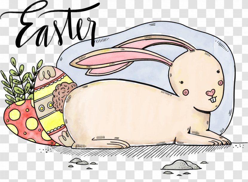 Domestic Rabbit Easter Bunny Watercolor Painting - Cartoon - Flower Grass Natural Beautiful Transparent PNG