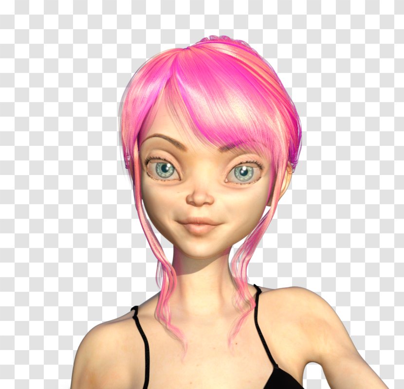 Barbie Brown Hair Pink M Blond - Long Transparent PNG