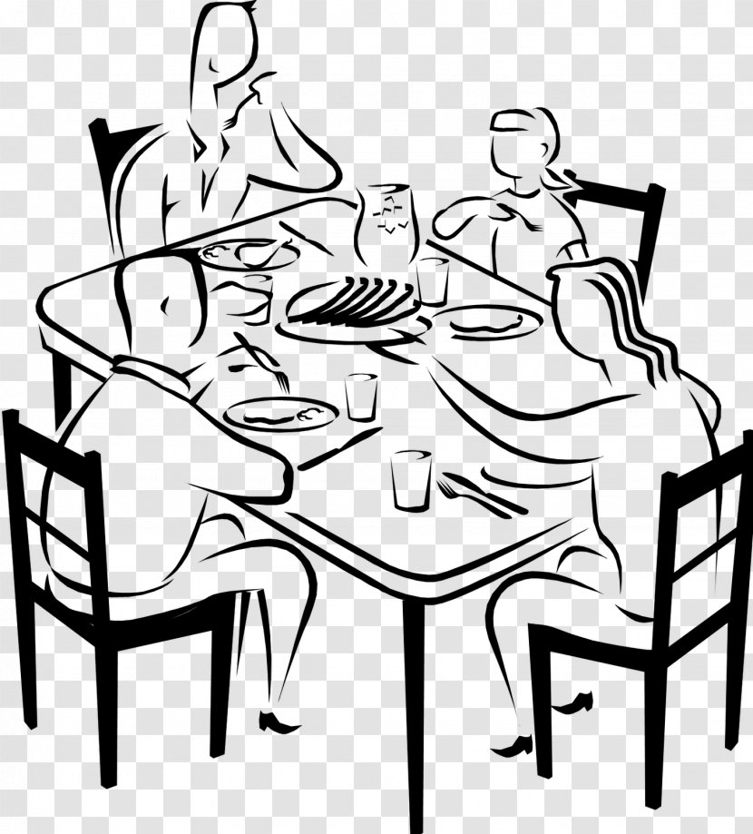 family dinner table clip art