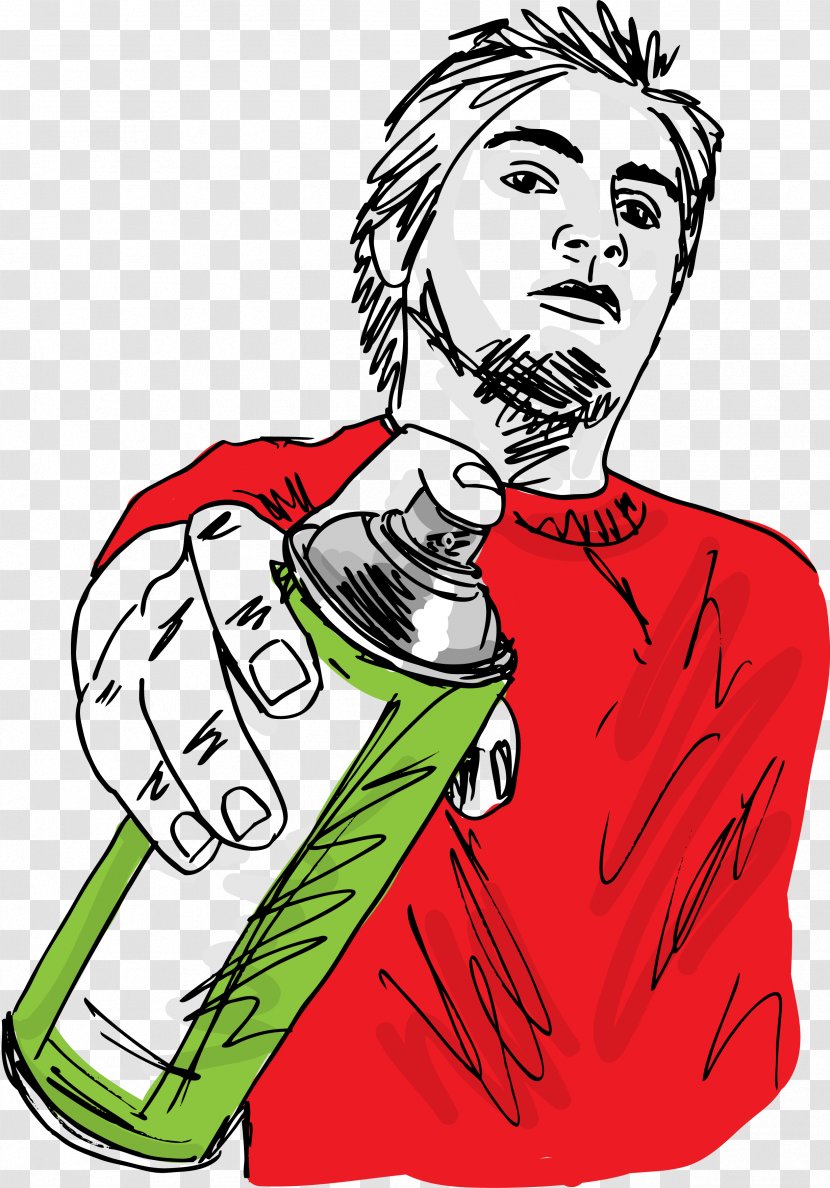 Tin Woodman Drawing Aerosol Spray Paint - Cartoon - Vector Boy Holding Graffiti Transparent PNG