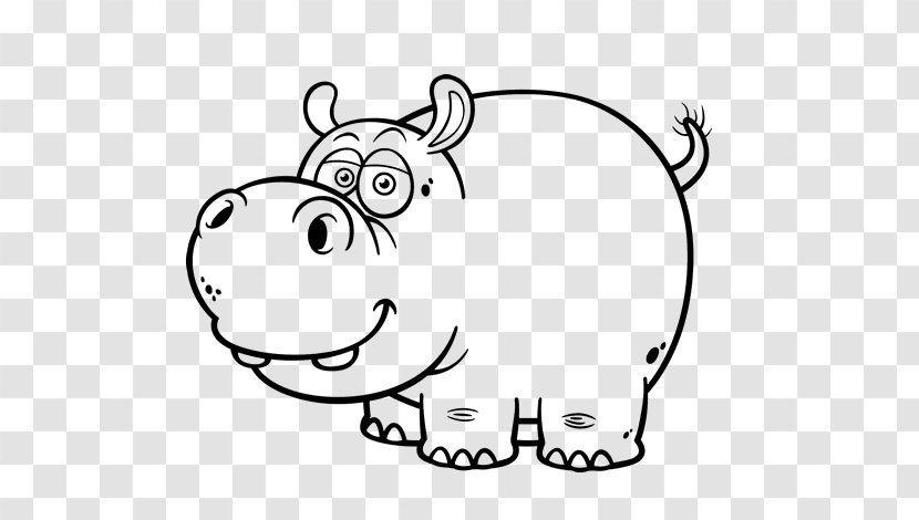 Hippopotamus Drawing Cartoon Black And White - Frame - Watercolor Transparent PNG