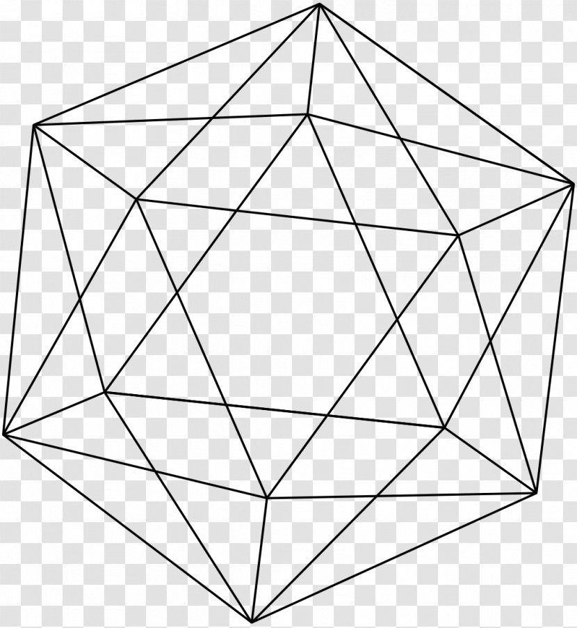 Regular Icosahedron Uniform Polyhedron Schlegel Diagram - Black And White Transparent PNG