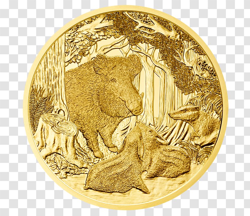 Gold Coin Austrian Euro Coins Mint - Animal Sauvage - Boar Transparent PNG