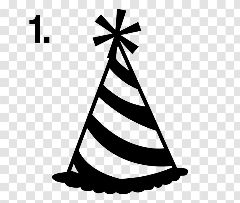 Party Hat Clip Art - Black And White Transparent PNG