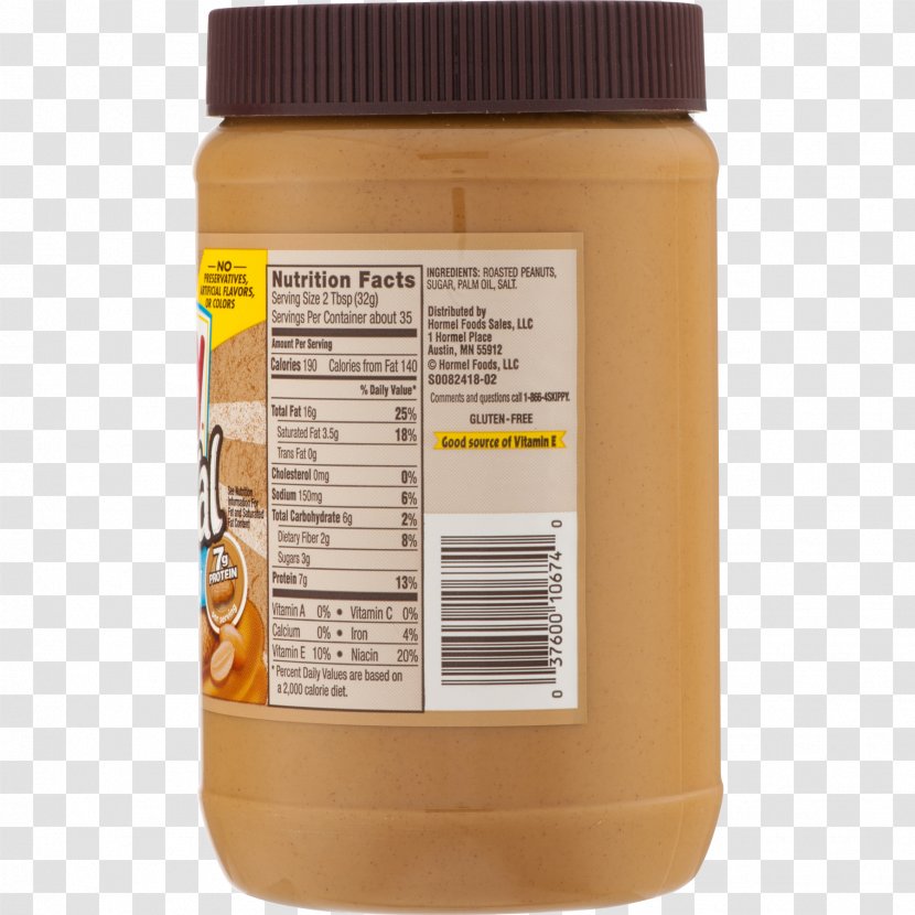 SKIPPY Cream Peanut Butter Ingredient - Jar - Honey Roasted Peanuts Transparent PNG