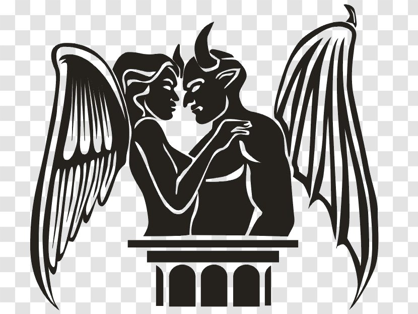 Devil Angel - Heart - Black Transparent PNG