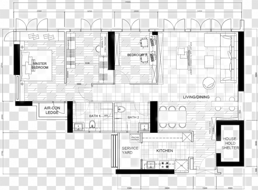 Floor Plan Architecture Facade House - Black And White Transparent PNG