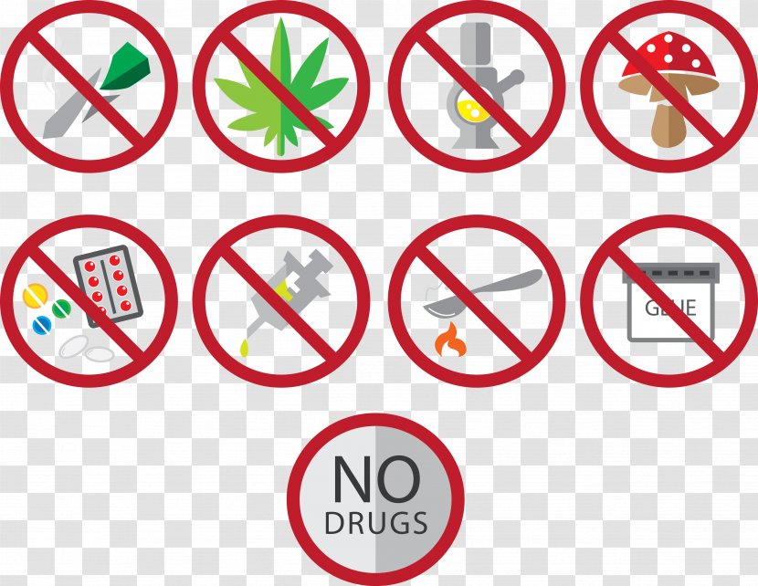 Recreational Drug Use Addiction Just Say No Substance Abuse - Pattern - Vector Attention To Safety Transparent PNG