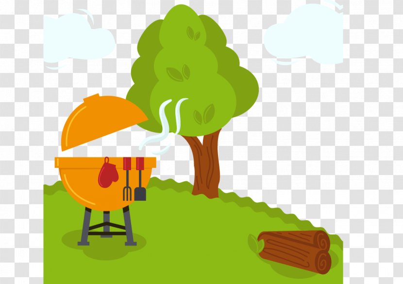 Barbecue Chicken Grilling Euclidean Vector - Cartoon Field Grass Transparent PNG