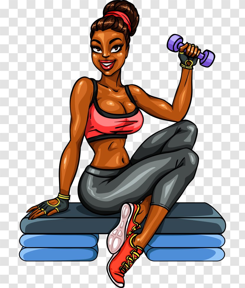 Physical Exercise Fitness Cartoon Stock Illustration - Tree - Dumbbell Vector Woman Transparent PNG