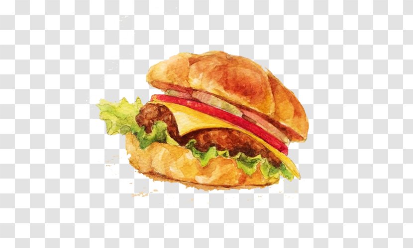 Hamburger Breakfast Sandwich Cheeseburger Fast Food Buffalo Burger - Junk - Butter Hand Painting Material Picture Transparent PNG