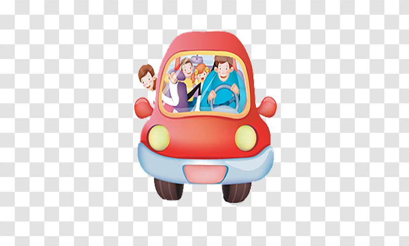 Cartoon Illustration - Vehicle - Red Driving Transparent PNG