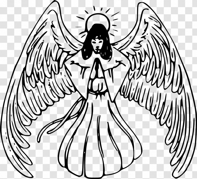 Angel Line Art Drawing Clip - Fictional Character Transparent PNG