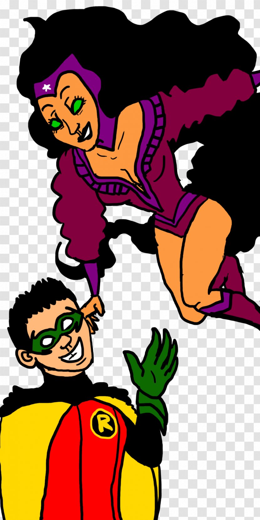 Vertebrate Human Behavior Cartoon Clip Art - Robin And Starfire Transparent PNG