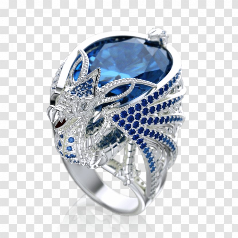Sapphire Cobalt Blue Bling-bling Body Jewellery Silver - Fashion Accessory - Dragon Ring Transparent PNG