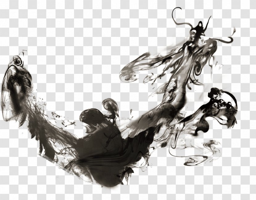 Chinese Dragon Inkstick Ink Wash Painting - Art Transparent PNG